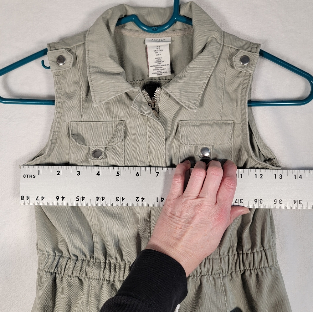 Aspen Kids Cargo Dress In Khaki, Size 7 - Picture 4 of 7